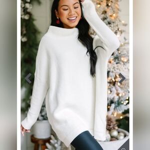 Shop The Mint The Slouchy White Mock Neck Tunic
